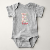 Gewatteerde Patchwork Initiaal Letter E Babykamer Romper (Voorkant)