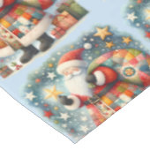 Gewatteerde patchwork kerstman met kerststerren tafelkleed (Gekanteld)