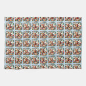 Gewatteerde patchwork kerstman met kerststerren theedoek (Horizontaal)