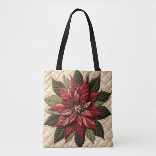 Gewatteerde patroon Poinsettia Cream Draagtas (Voorkant)