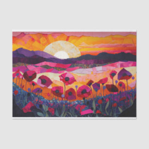 Gewatteerde roze papaver zonsopgang, levendige Boh Tissuepapier