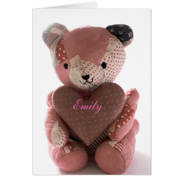 gewatteerde teddybeer met het calico-hart Emily (Voorkant)
