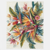 Gewatteerde tropische bloemen fleece deken (Voorkant)