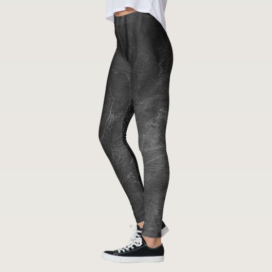 geweerd zwart leder leggings (Links)
