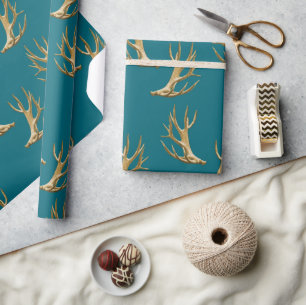 Gewei patroon donker turquoise blauwe mannelijke c cadeaupapier