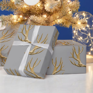 Gewei patroon zilver grijs mannelijk cadeau cadeaupapier