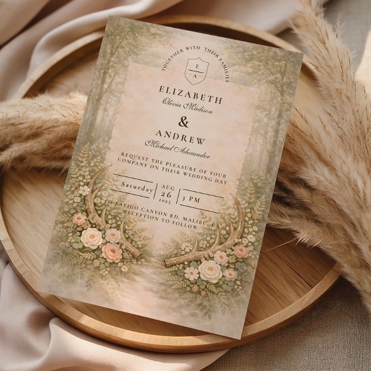 Geweibloem Boho Bruiloft Kaart