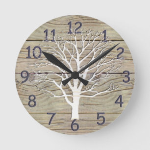 Gewekte driftwood met boomstructuur ronde klok