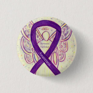 Geweld binnen het gezin Angel Ribbon Pin Ronde Button 3,2 Cm