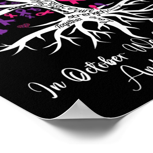 Geweld Borstkanker Awareness Month lintboom Poster (Hoek)