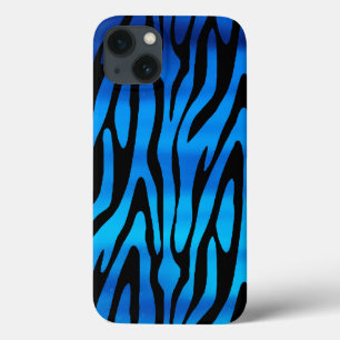 Geweldig blauw en zwart zebra strepenpatroon iPhone 13 hoesje