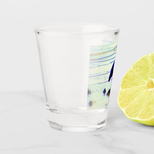 Geweldig blauw herenontwerp Thunder_Cove Shot Glas (Links)