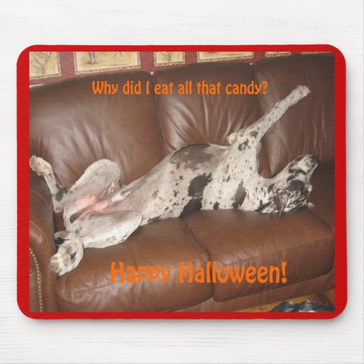 Geweldig Dane Ate teveel Halloween Snoep Muismat (Voorkant)