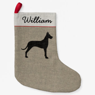 Geweldig Dane Silhouette Faux Linen Style Hondenra Kleine Kerstsok
