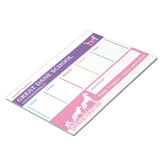 Geweldig Dane-trainingsplan Notitieblok (Schuin)