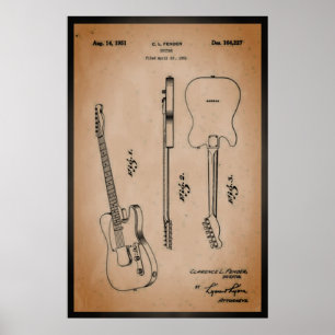 Geweldig elektrisch gitaar octrooi kunst cool en r poster
