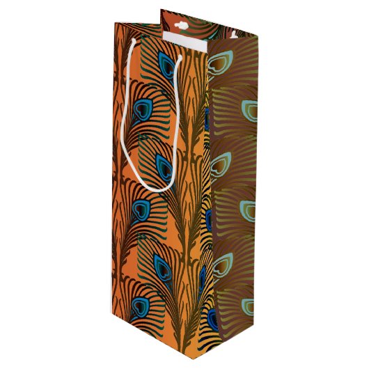 Geweldig Gatsby Feathers art deco-ontwerp Wijn Cadeautas (Voorkant Gekanteld)