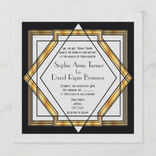 Geweldig Gatsby Gold White Art Deco Wedding Kaart