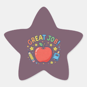 Geweldig gedaan! Zoete Rode Appel Klas Beloning St Ster Sticker