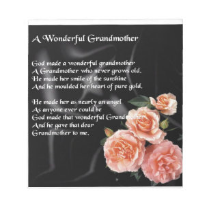 Geweldig grootmoeder gedicht - bloemen op zwart notitieblok