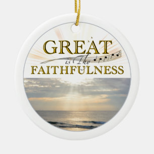 "Geweldig is hun trouw" KJV Scriptcitaat Keramisch Ornament