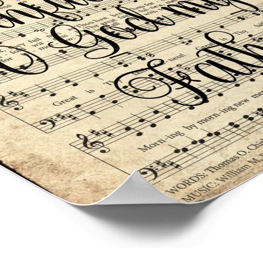 Geweldig is uw trouw  Hymn met scripts Poster (Hoek)