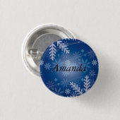 Geweldig kerstblauw Silver SNowflake Ronde Button 3,2 Cm (Voorkant /achterkant)