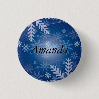 Geweldig kerstblauw Silver SNowflake Ronde Button 3,2 Cm