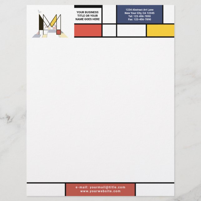 Geweldig modern kunstmonogram. Brief M Briefhoofd (Voorkant)