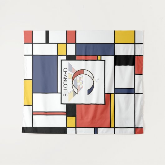 Geweldig neoplasticisme Art Monogram. Brief C Wandkleed (Voorkant (horizontaal))