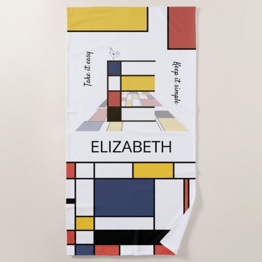 Geweldig neoplasticisme Art Monogram. Brief E Strandlaken (Voorkant)