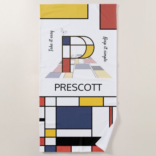 Geweldig neoplasticisme Art Monogram. Brief P Strandlaken (Voorkant)