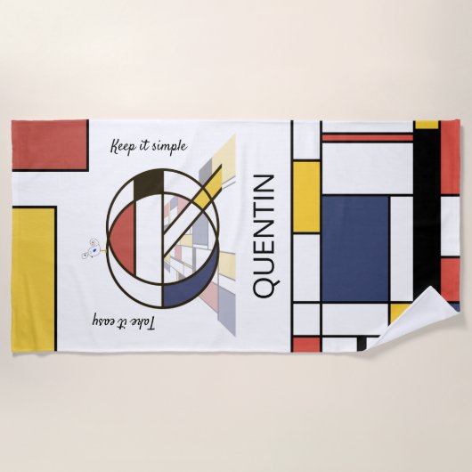 Geweldig neoplasticisme Art Monogram. Brief Q Strandlaken (Voorkant)