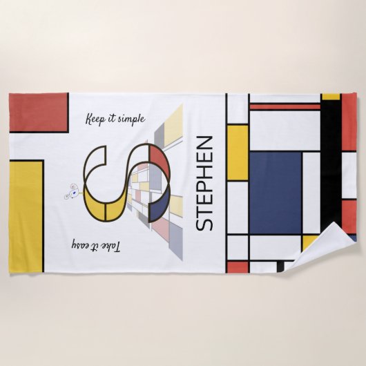 Geweldig neoplasticisme Art Monogram. Brief S Strandlaken (Voorkant)