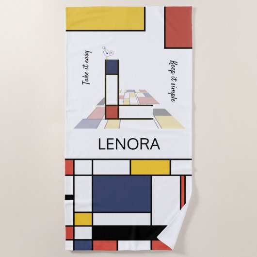 Geweldig neoplasticisme Art Monogram. Letter L Strandlaken (Voorkant)