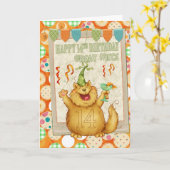 Geweldig nichtje 14e verjaardag met leuke feestkat kaart (Gele Bloem)