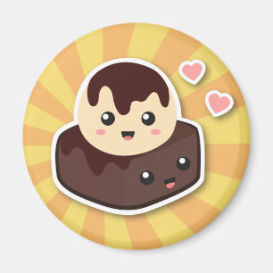Geweldig paar vanille-ijs en brownie magneet