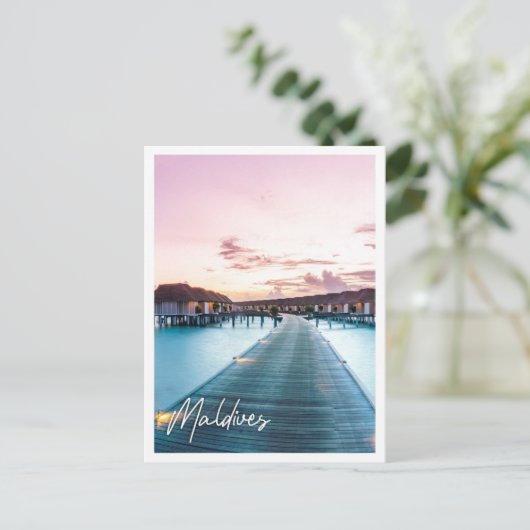 Geweldig panorama strand Malediven zonsondergang Briefkaart (Staand voorkant)