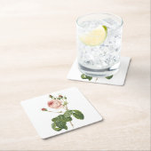 geweldig roos met kool van Redouté Vierkante Kartonnen Onderzetter (Insitu)