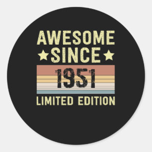 Geweldig sinds 1951 Retro 73 Jaar Verjaardag Ronde Sticker