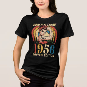 Geweldig sinds 1956 Vintage 70ste verjaardag vrouw Tri-Blend Shirt
