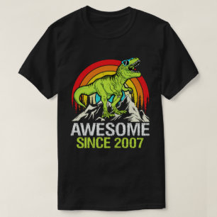 Geweldig sinds 2007 Dinosaur 16 Jaar 16e Verjaarda T-shirt