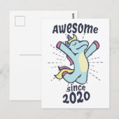 Geweldig sinds 2020 - Kinderverjaardag Eenhoorn Briefkaart (Voorkant / Achterkant)