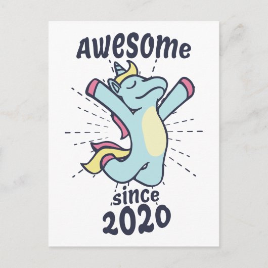 Geweldig sinds 2020 - Kinderverjaardag Eenhoorn Briefkaart (Voorkant)