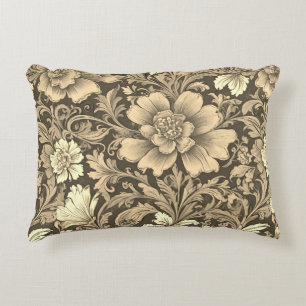 Geweldig vintage sepia bloempatroon accent kussen