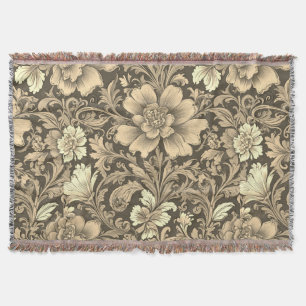 Geweldig vintage sepia bloempatroon deken