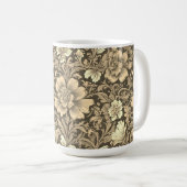 Geweldig vintage sepia bloempatroon koffiemok (Voorkant rechts)