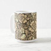 Geweldig vintage sepia bloempatroon koffiemok (Voorkant links)