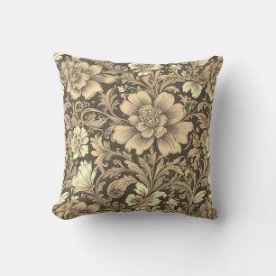 Geweldig vintage sepia bloempatroon kussen