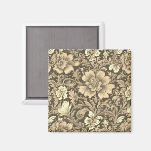 Geweldig vintage sepia bloempatroon magneet
